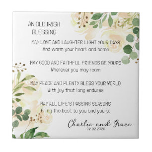 Old Irish Blessing & Wedding Greenery 3 Ceramic Tile