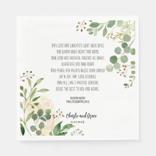 Old Irish Blessing & Wedding Greenery  Napkin