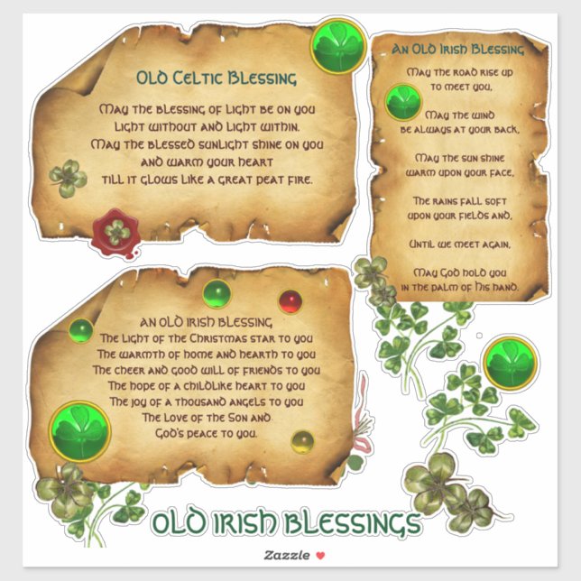 Old Irish Christmas Blessings Parchment Shamrocks (Sheet)