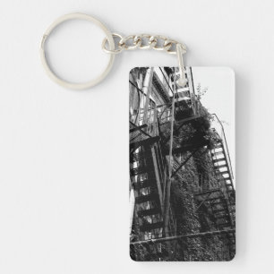 Old Iron Apartment Building Staircase Key Ring