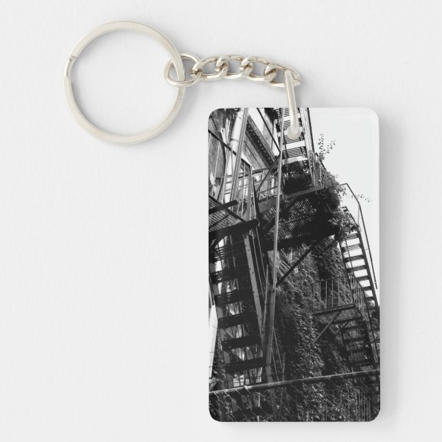 Old Iron Apartment Building Staircase Key Ring (Front)