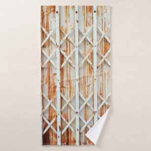 Old iron door panels are rusted. abstract,antique, bath towel