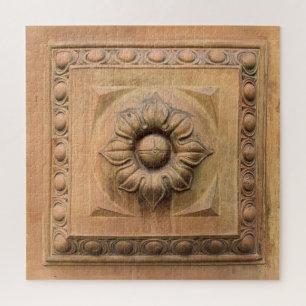 Old Italian terracotta floral plaque, rosette tile Jigsaw Puzzle