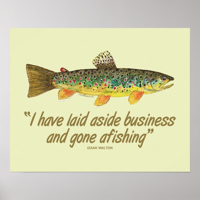 Old Izaak Walton Saying Brown Trout Fishing Poster (Front)