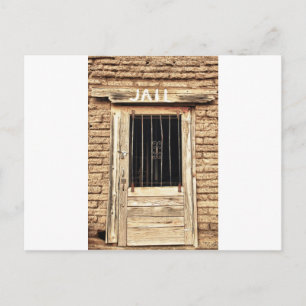 Old Jailhouse Door in Black and White Postcard
