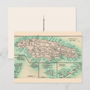 Old Jamaica Map Postcard