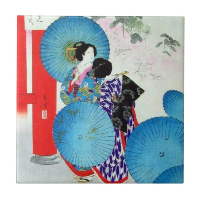 Old Japan Ceramic Tile, Small (4.25" x 4.25") Tile (Front)