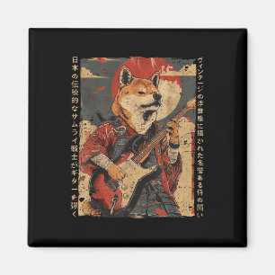 Old Japanese Artwork Samurai Dog Playing The Elect Magnet