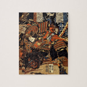 Old Japanese Painting of Samurai Fighting c.1800s Jigsaw Puzzle