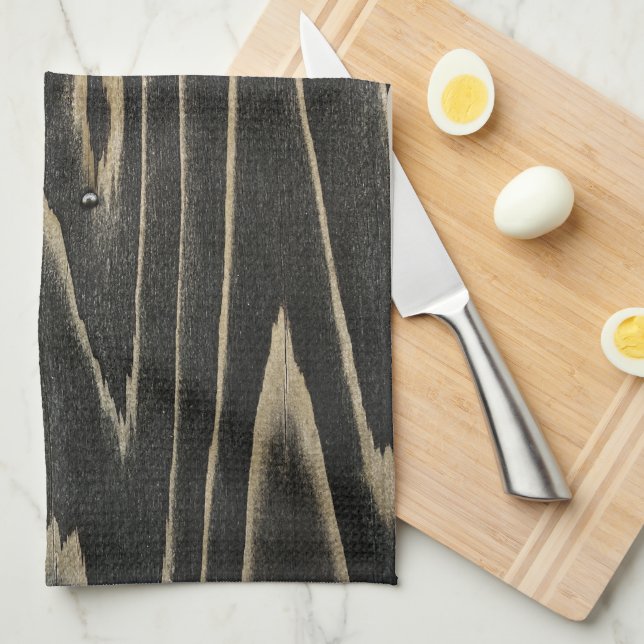Old Japanese Wood Grain Pattern Tea Towel (Quarter Fold)