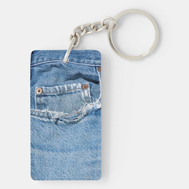 Old Jeans Rectangle (double-sided) Keychain (Back)