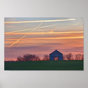 Old Kentucky Barn at Sunrise Poster