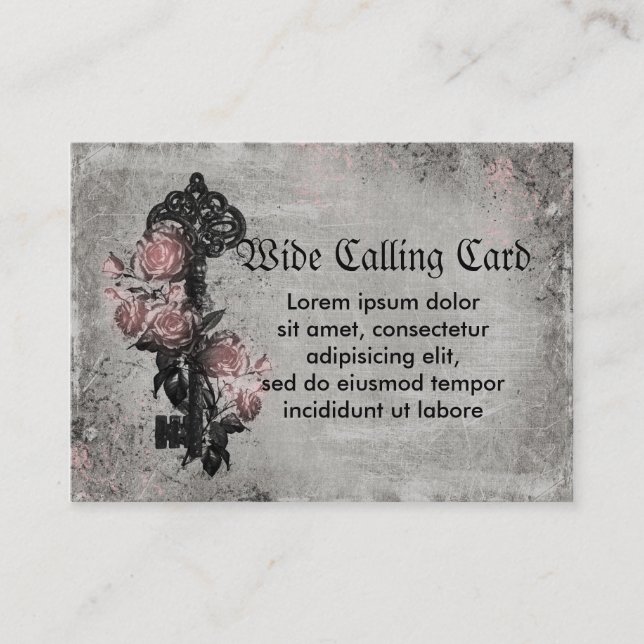 Old Key and Roses Custom Photo Calling Card (Front)