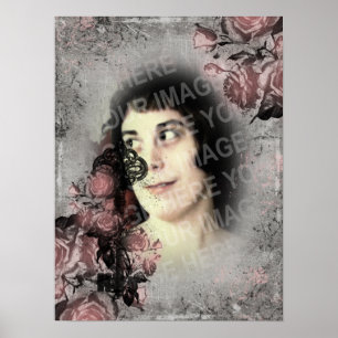 Old Key and Roses Custom Photo Poster