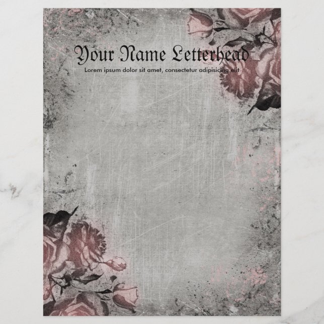 Old Key and Roses Personalised Letterhead (Front)