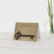 Old Key Wedding Thank You Cards