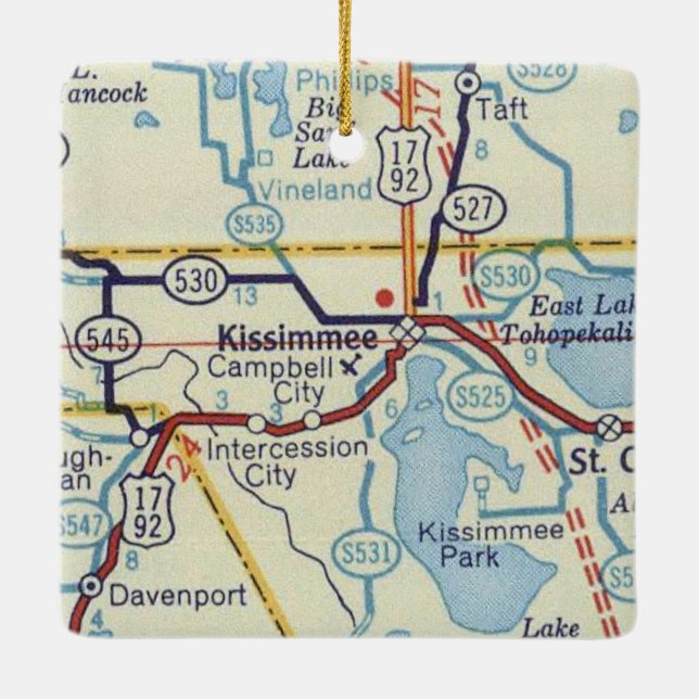 Old Kissimmee Map Ceramic Ornament (Back)