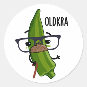 Old-kra Funny Okra Pun  Classic Round Sticker