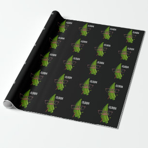 Old-kra Funny Okra Puns Dark BG Wrapping Paper