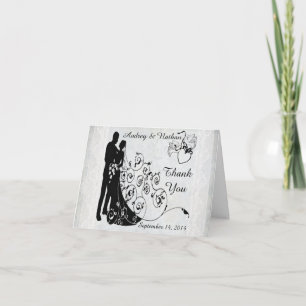 Old Lace Wedding Day Silhouettes Personalised Card