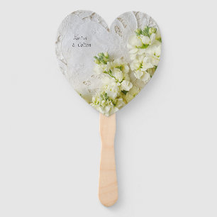 Old lace with white flowers hand fan