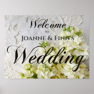 Old lace with white flowers sign