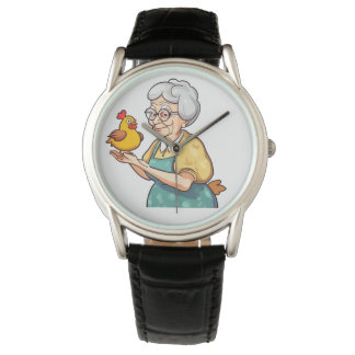 old lady and a chicken watch