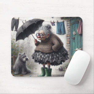 Old lady caricature mouse pad