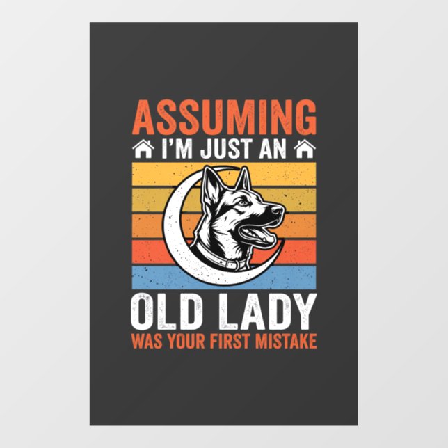 Old Lady Dog Warning Retro (Sheet)