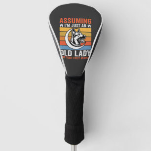 Old Lady Dog Warning Retro Golf Head Cover