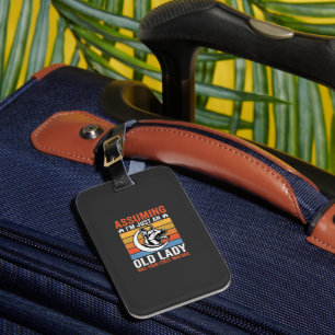Old Lady Dog Warning Retro Luggage Tag