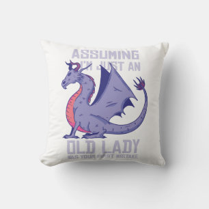 Old Lady Dragon Quote Cushion