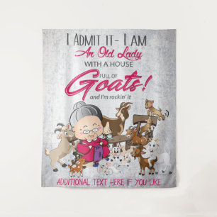 Old Lady House Full of Goats Tapestry