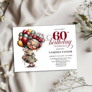 Old Lady Humor 60th Birthday Invitation Template