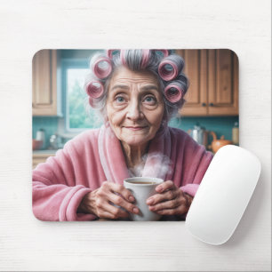 Old Lady In Pink Curlers Mouse Pad