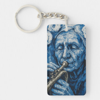 Old Lady playing a trumpet - Norse Key Ring