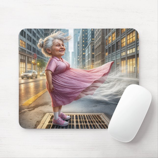 Old Lady Standing On a Street Vent Mouse Pad (With Mouse)