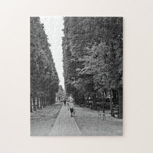 Old lady walking at park in Paris in summer Jigsaw Puzzle