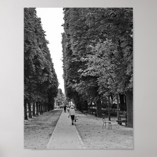 Old lady walking at park in Paris in summer Poster