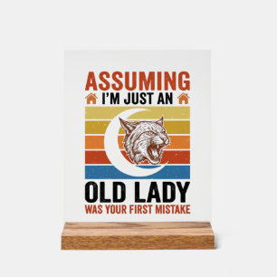 Old Lady Wildcat Vintage Funny Shirt Design_1 Acrylic Sign