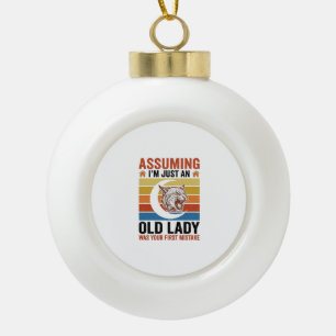 Old Lady Wildcat Vintage Funny Shirt Design_1 Ceramic Ball Christmas Ornament