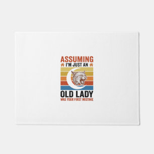 Old Lady Wildcat Vintage Funny Shirt Design_1 Doormat
