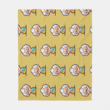 Old lady with chicken blanket