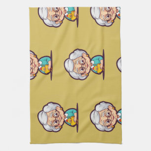 Old lady with Chicken Tea Towel