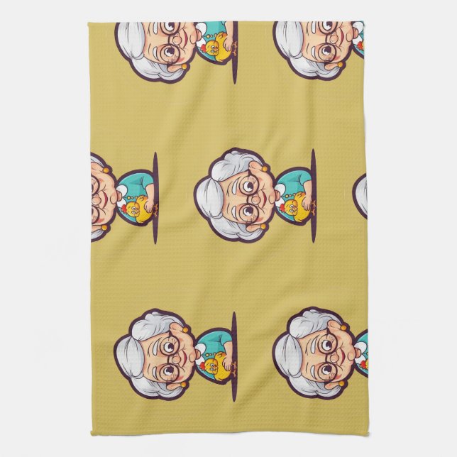 Old lady with Chicken Tea Towel (Vertical)