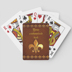 Old Leather Cover with golden Fleur-de-Lys - Playing Cards