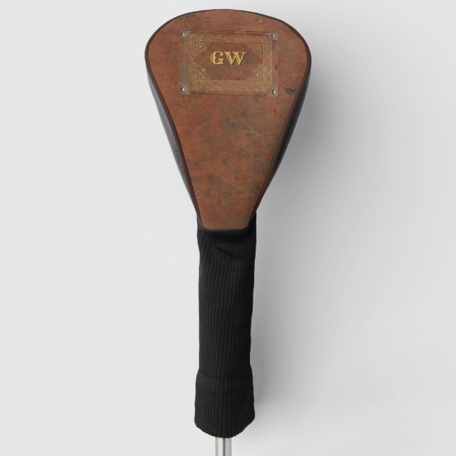 Old Leather Look with your Monogram Golf Head Cover (Front)