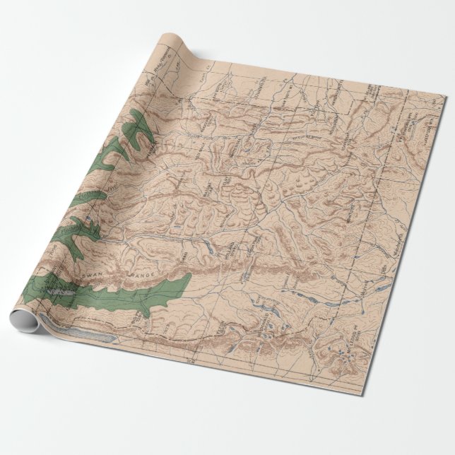 Old Lewis and Clark National Forest Map (1900)  Wrapping Paper (Unrolled)