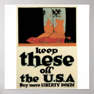 Old "Liberty Bonds" U.S. War Poster c. 1918