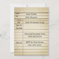 Old Library Card 60th Birthday Party